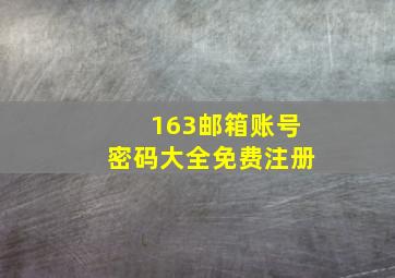 163邮箱账号密码大全免费注册