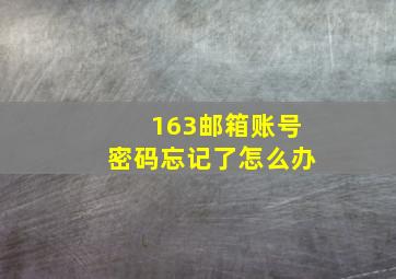 163邮箱账号密码忘记了怎么办