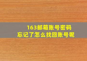 163邮箱账号密码忘记了怎么找回账号呢