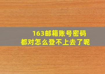 163邮箱账号密码都对怎么登不上去了呢