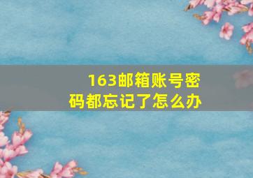 163邮箱账号密码都忘记了怎么办