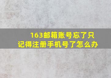 163邮箱账号忘了只记得注册手机号了怎么办