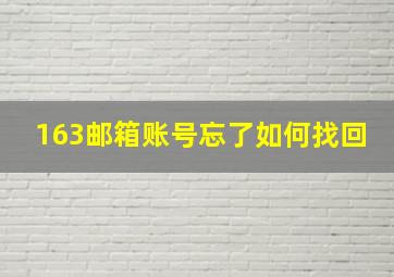 163邮箱账号忘了如何找回