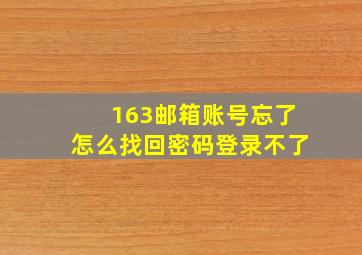 163邮箱账号忘了怎么找回密码登录不了