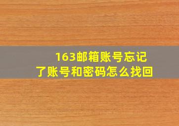 163邮箱账号忘记了账号和密码怎么找回