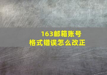 163邮箱账号格式错误怎么改正