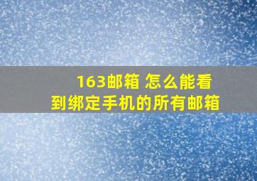 163邮箱 怎么能看到绑定手机的所有邮箱