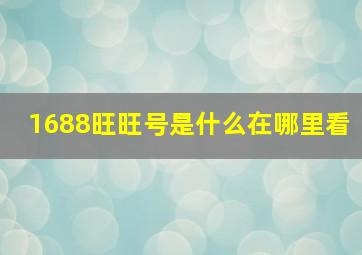 1688旺旺号是什么在哪里看