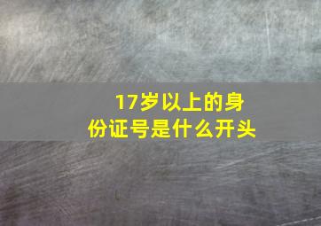 17岁以上的身份证号是什么开头