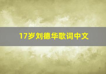 17岁刘德华歌词中文