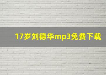 17岁刘德华mp3免费下载