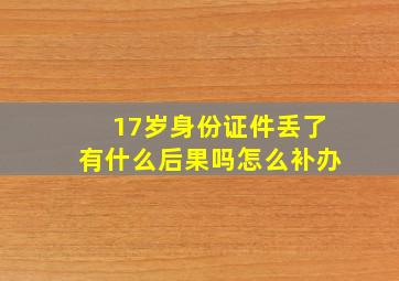 17岁身份证件丢了有什么后果吗怎么补办