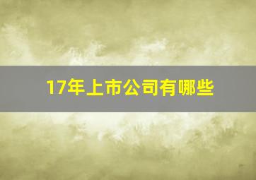 17年上市公司有哪些