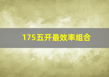 175五开最效率组合