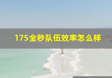 175全秒队伍效率怎么样