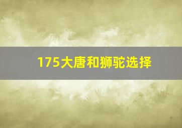 175大唐和狮驼选择