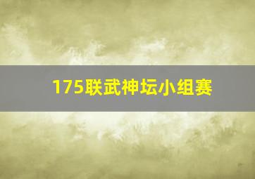 175联武神坛小组赛
