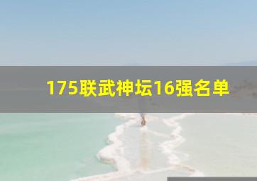 175联武神坛16强名单