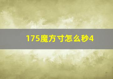 175魔方寸怎么秒4