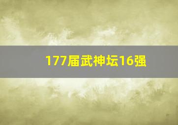 177届武神坛16强
