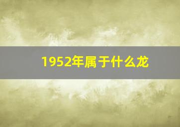 1952年属于什么龙