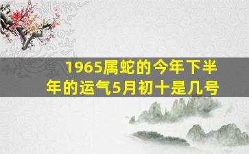 1965属蛇的今年下半年的运气5月初十是几号