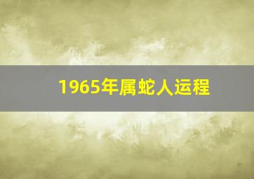 1965年属蛇人运程