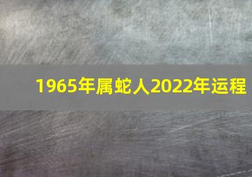 1965年属蛇人2022年运程