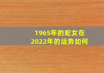 1965年的蛇女在2022年的运势如何