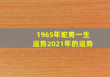 1965年蛇男一生运势2021年的运势