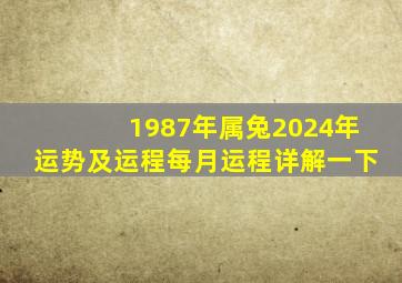 1987年属兔2024年运势及运程每月运程详解一下