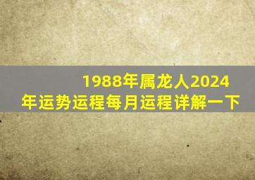 1988年属龙人2024年运势运程每月运程详解一下