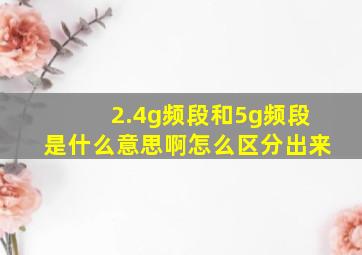 2.4g频段和5g频段是什么意思啊怎么区分出来