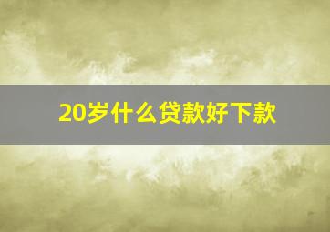 20岁什么贷款好下款