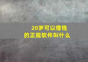 20岁可以借钱的正规软件叫什么