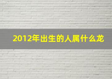 2012年出生的人属什么龙