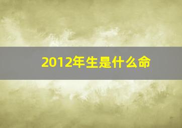 2012年生是什么命