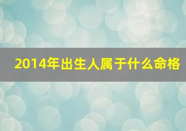 2014年出生人属于什么命格