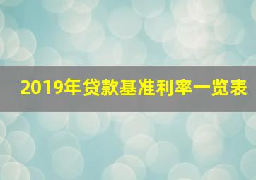 2019年贷款基准利率一览表