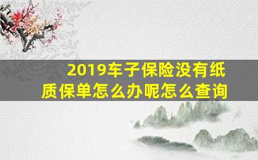 2019车子保险没有纸质保单怎么办呢怎么查询