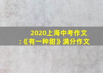 2020上海中考作文:《有一种甜》满分作文