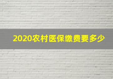 2020农村医保缴费要多少