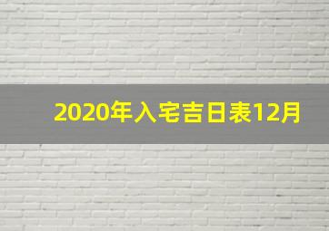 2020年入宅吉日表12月