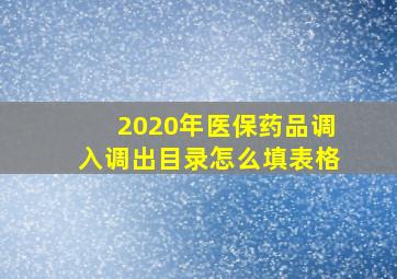 2020年医保药品调入调出目录怎么填表格