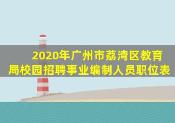 2020年广州市荔湾区教育局校园招聘事业编制人员职位表