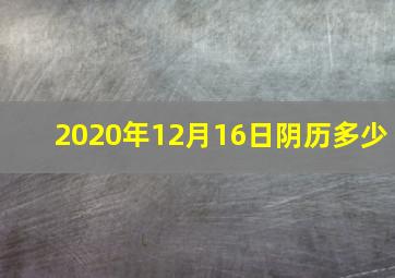 2020年12月16日阴历多少