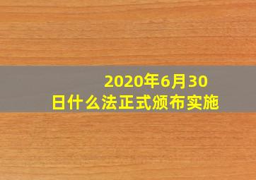 2020年6月30日什么法正式颁布实施