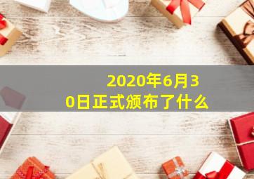 2020年6月30日正式颁布了什么