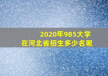 2020年985大学在河北省招生多少名呢