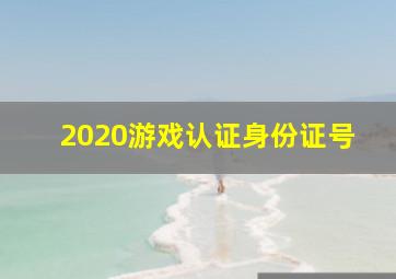 2020游戏认证身份证号